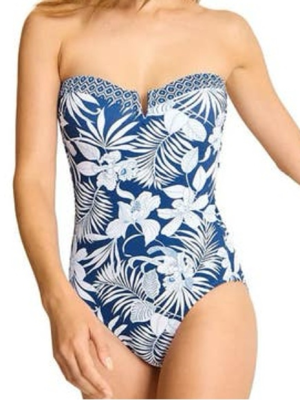 NWT Tommy Bahama Island Cays  Bandeau One Piece Swimsuit Indigo Tide Size 8